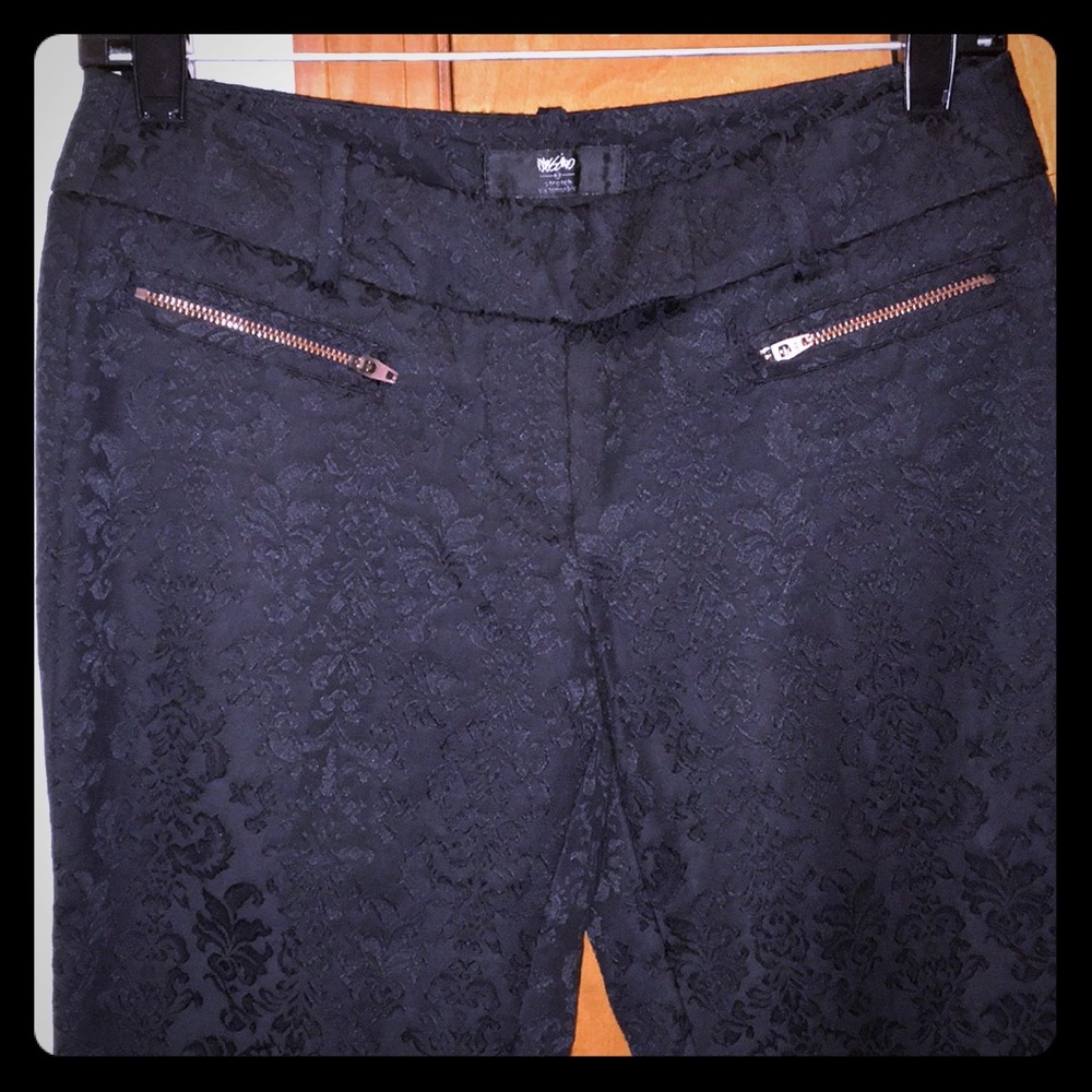 Black Dress Pants paisley-like pattern (all black)